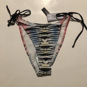 pursuit zebra tie dye print side tie swimsuit bottom pink black blue  size XL